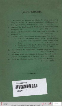 Inhalts-Verzeichniß