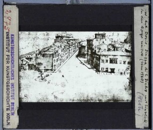Rom, Petersplatz,Dosio, Blick in den Borgo Nuovo (Zeichnung) (Florenz GDSU)