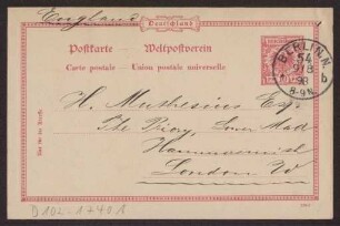 Schreiben an Hermann Muthesius (Postkarte)