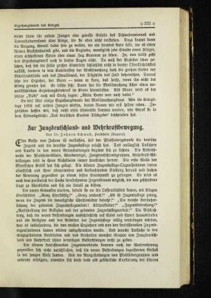 Zur Jungdeutschland- und Wehrkraftbewegung