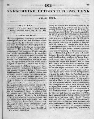 Fink, P.: Über radikale Heilung reponibler Brüche. Freiburg: Herder 1837 (Beschluss von Nr. 101.)