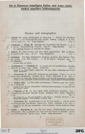 Bücher und Autographen (Nr. 1-401)