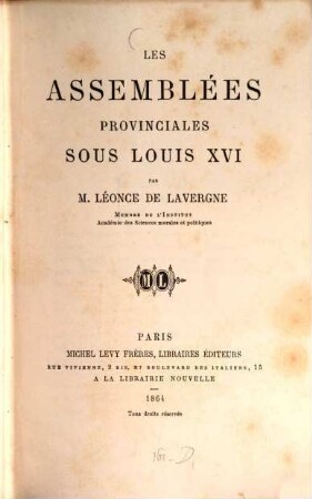 Les assemblées provinciales sous Louis XVI