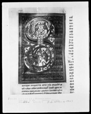 Decretum gratiani — Initiale S mit einem Abt und einem Mönch, Folio 243verso