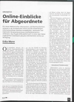 EPRI-Watch: Online-Einblicke für Abgeordnete
