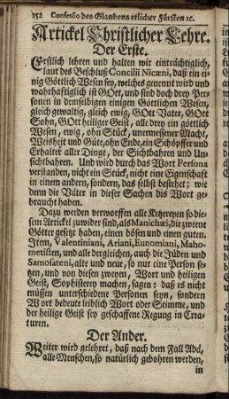 Artickel Christlicher Lehre