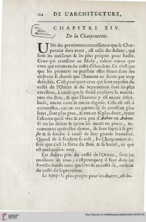 Chapitre XIV: De la Charpenterie