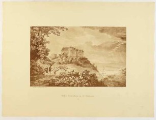 Das Schloss Scharfenberg bei Meißen von Südosten, aus der Mappe: Dresdens Umgebung in Landschaftsbildern, Anfang 19. Jahrhundert