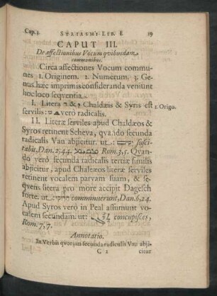 Caput III. De affectionibus Vocum quibusdam communibus.