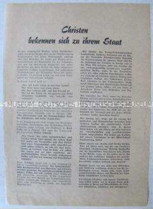 Propagandaflugblatt der Nationalen Front (?) über das Bekenntnis von Christen zur DDR