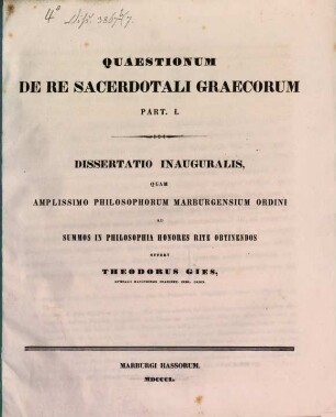 Quaestionum de re sacerdotali Graecorum