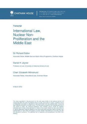 International law, nuclear non-proliferation and the Middle East