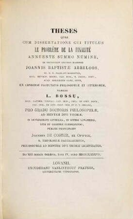 Theses. 1887/88, Fac. philosophiae et litterarum