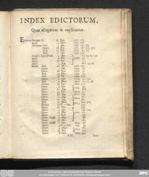 Index Edictorum, Quae allegantur & explicantur.