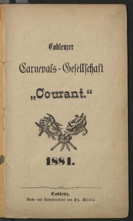 Coblenzer Carnevals-Gesellschaft "Courant" 1881