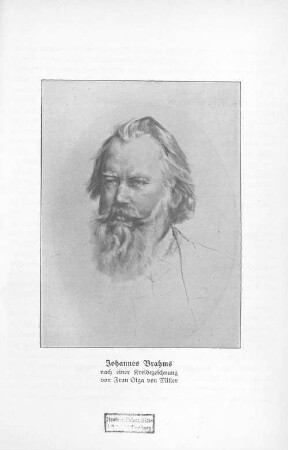 Johannes Brahms nach einer Kreidezeichnung von Frau Olga von Miller