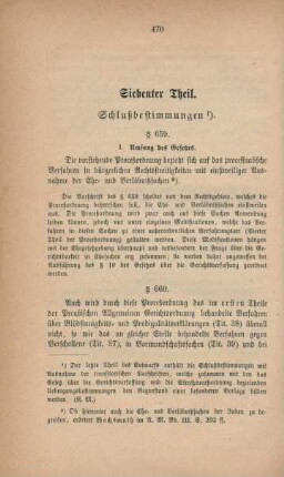 Siebenter Theil. Schlußbestimmungen.
