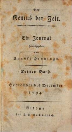 Der Genius der Zeit : ein Journal. 3, 3. 1794