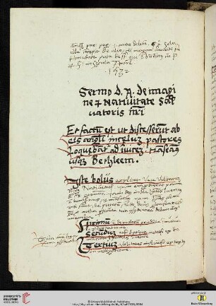 Sermo Domino Altissimo [?] De imagine et Natiuitate Saluatoris nostri [Predigttext, Lc 2,15]