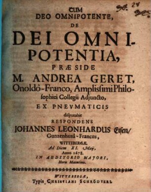 De Dei Omnipotentia