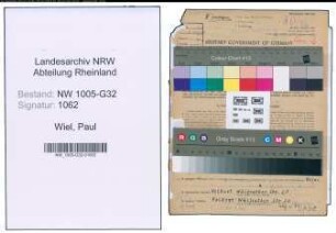 Entnazifizierung Paul Wiel , geb. 30.07.1899 (Referent)