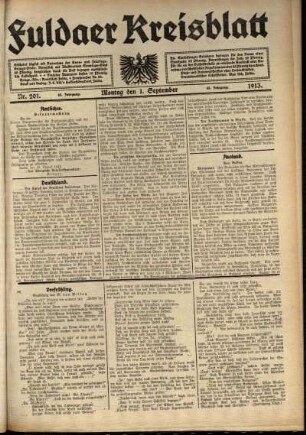 Ausgabe vom Montag, den 01. September 1913.