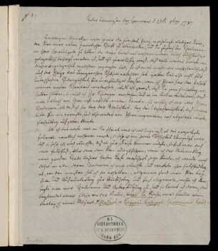 Nr. 3: Brief von Friedrich Burchard Beneken an Johann Martin Miller, Kloster Wennigsen bey Hannover, 25.10.1787