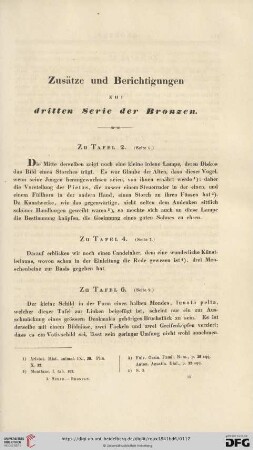 Zusätze und Berichtigungen zur dritten Serie der Bronzen