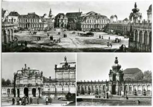 Dresden. Dresden, Zwinger 3-tlg., oben Canaletto-Bild