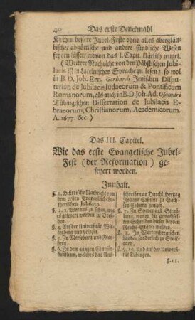 Das III. Capitel. Wie das erste Evangelische Jubel-Fest (der Reformation) gefeyert worden.