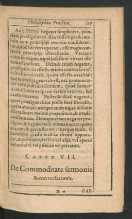 Caput VII. De Commoditate sermonis & conversationis.