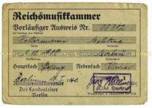 Mitgliedsausweis der Reichsmusikkammer