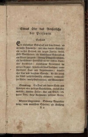 Etwas über das Aeußerliche der Personen.
