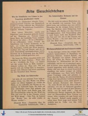 Alte Geschichtchen.