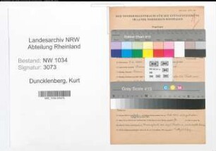 Entnazifizierung Kurt Duncklenberg , geb. 05.06.1890 (Fregattenkapitaen)
