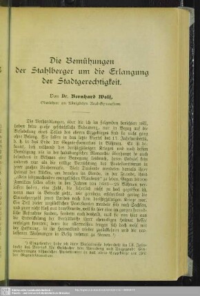 Die Bemühungen der Stahlberger und die Erlangung der Stadtgerechtigkeit