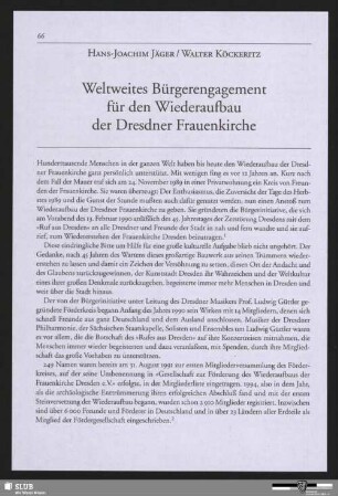 Weltweites Bürgerengagement für den Wiederaufbau der Dresdner Frauenkirche
