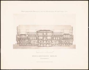 Hervorragende Projekte für den Hamburger Rathausbau 1876: Längsschnitt