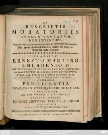 De Rescriptis Moratoriis Cvrsvm Vsvrarvm Non Sistentibvs
