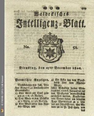 No. 51. Dienstag, den 23ten December 1806