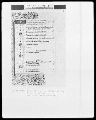 Breviarium Petri Mileti — Kalenderseite Mai, Folio 3recto