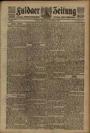 Erste Ausgabe vom Samstag, den 10. Oktober 1908.