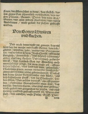 Von Gottes schwüren und fluchen.