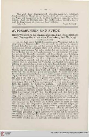 1: Große Wohnstätte der jüngeren Steinzeit mit Pfostenlöchern und Brandgräbern auf dem Frauenberg bei Marburg