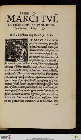 Marci Tvllii Ciceronis Epistolarvm Familiarium Liber X