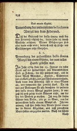 Das neunte Capitel. Anwendung der pulverisirten bella donna Wurzel bey dem Federvieh