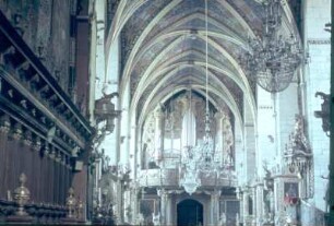 Sandomierz, Kathedrale St. Marien (1360). Inneres zur Orgel (Prospekt 1698)