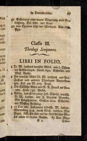 67-148, Classis III. Theologi Scriptores.