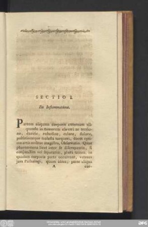 Sectio I. De Inflammatione.