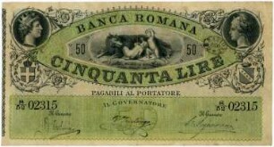 Geldschein, 50 Lire, 1890